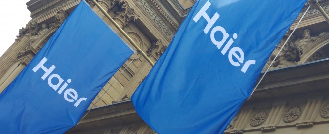 Haier-Flaggen an der Frankfurter Börse